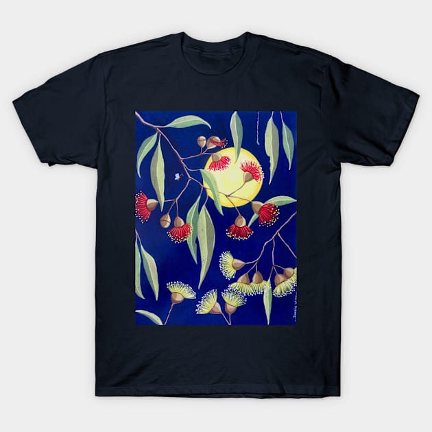 Australian Gum Blossoms in the Moonlight T-Shirt by SoozieWray